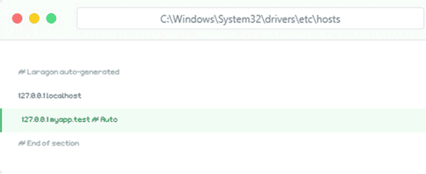 Hosts file configuration
